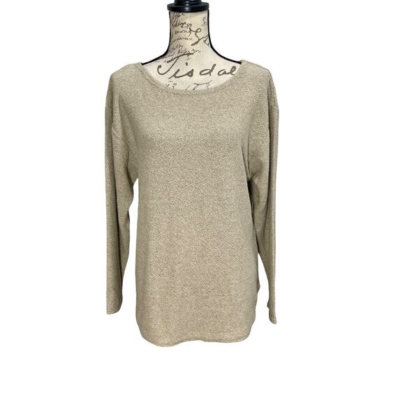 Vintage 1990s Green Brand Oatmeal Marled Knit Sweater XL - Picture 3 of 14